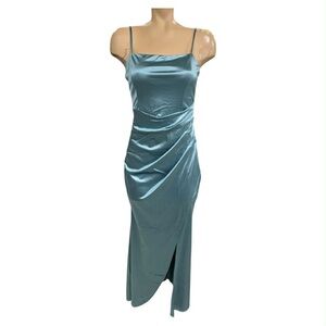 Windsor Teal Satin Midi Dress Size S